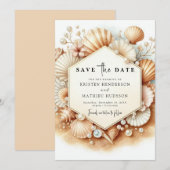 Tropical Minimal Beach Hochzeit Save The Date (Vorne/Hinten)