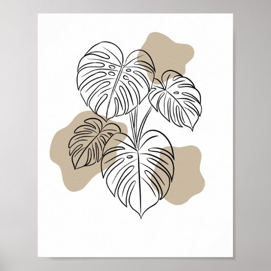 Tropical Minimalist Plant Line Art  Poster (Vorne)