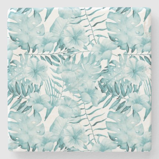 Tropical Mint Aqua Blume Steinuntersetzer (Vorderseite)
