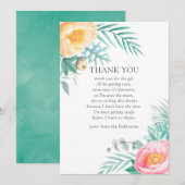Tropical Mint Floral Baby Dusche Vielen Dank Dankeskarte (Vorne/Hinten)