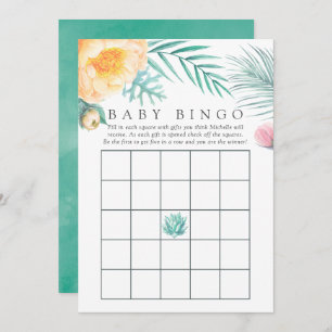 Tropical Mint Floral Summer Baby Dusche Bingo Einladung