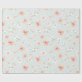 Tropical Mint Peach White Floral Birthday Geschenkpapier (Flach)