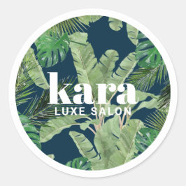 Tropical Modern Boutique Salon Designer Navy Runder Aufkleber