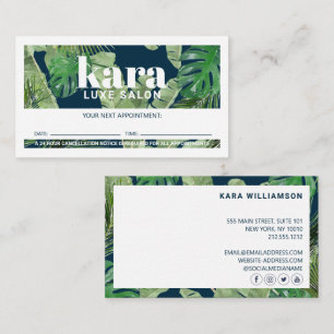 Tropical Modern Boutique Salon Navy Ernennung Treuekarte