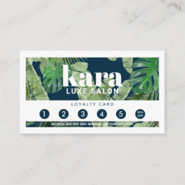 Tropical Modern Boutique Salon Navy Loyalty Card Treuekarte