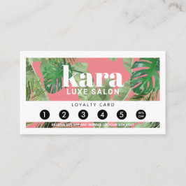 Tropical Modern Boutique Salon Pink Loyalty Card Treuekarte