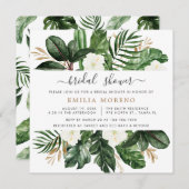 Tropical Modern Palm Cactus White Floral Bridal Einladung (Vorne/Hinten)