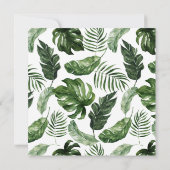 Tropical Modern Palm Cactus White Floral Bridal Einladung (Rückseite)
