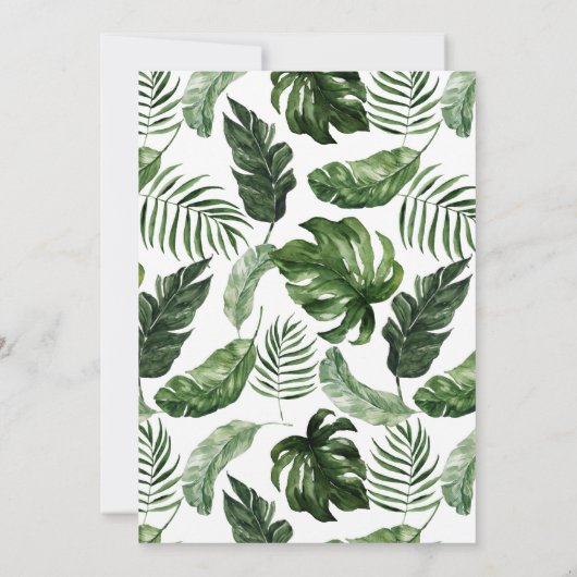 Tropical Modern Palm Cactus White Floral Save The Date (Rückseite)