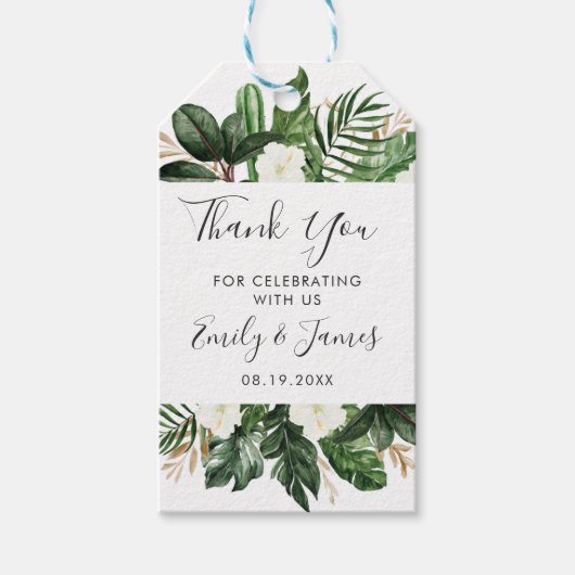 Tropical Modern Palm Leaf Kaktus Typografie Geschenkanhänger (Vorderseite)