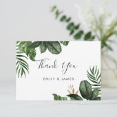 Tropical Modern Palm Rubber Tree Gold Leaf Dankeskarte (Stehend Vorderseite)