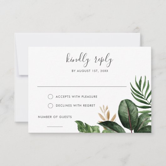 Tropical Modern Palm Rubber Tree Gold Leaf UAWG Einladung (Vorderseite)