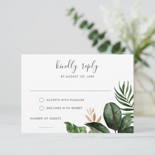 Tropical Modern Palm Rubber Tree Gold Leaf UAWG Einladung (Stehend Vorderseite)