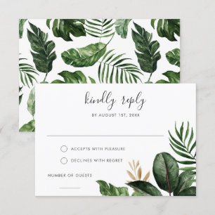 Tropical Modern Palm Rubber Tree Gold Leaf UAWG Einladung