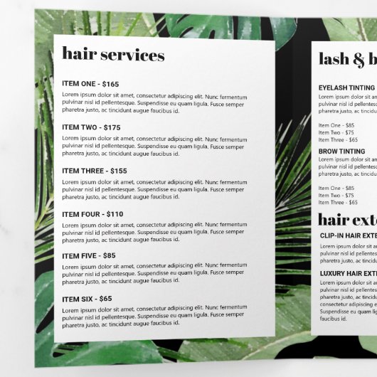 Tropical Modern Salon Designer Black Broschüre (Innen Erste Seite)