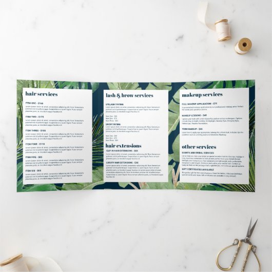 Tropical Modern Salon Designer Navy Broschüre (Innenseite)