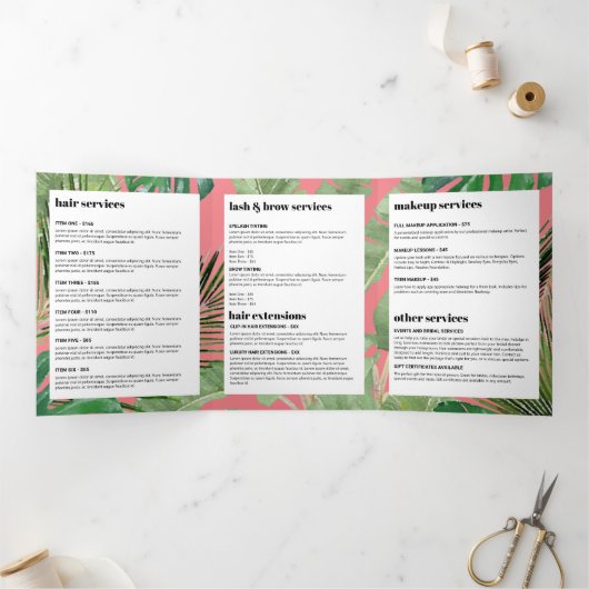 Tropical Modern Salon Designer Pink Broschüre (Innenseite)