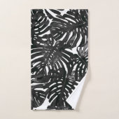 Tropical Modern Schwarz-weiße Dschungel-Blätter Badhandtuch Set (Handtuch)