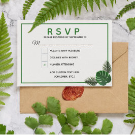 Tropical Modern Wedding RSVP Card Karte