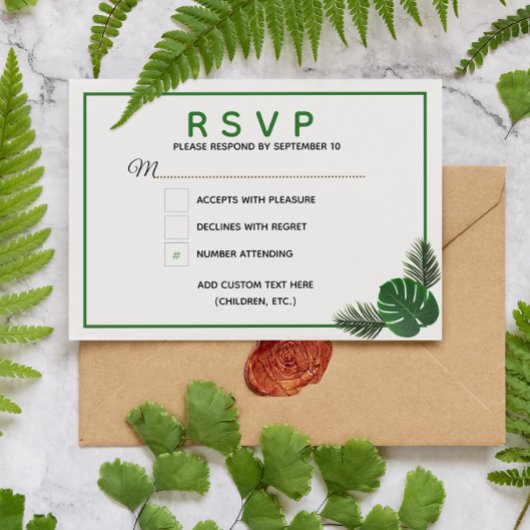 Tropical Modern Wedding RSVP Card Karte