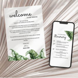 Tropical Modern Wedding Welcome Letter & Tour Einladung