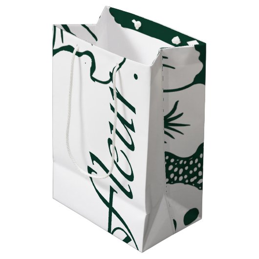 Tropical Modernism Bouquet-Tasche (Monochrom) Mittlere Geschenktüte (Vorderseite Schrägansicht)