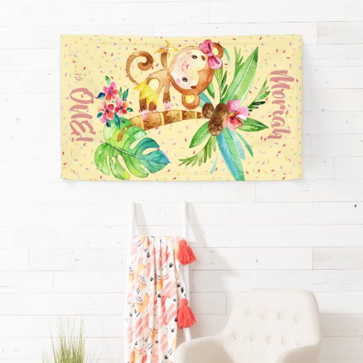 Tropical Monkee Birthday Banner (Insitu)