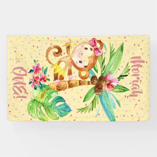 Tropical Monkee Birthday Banner (Horizontal)
