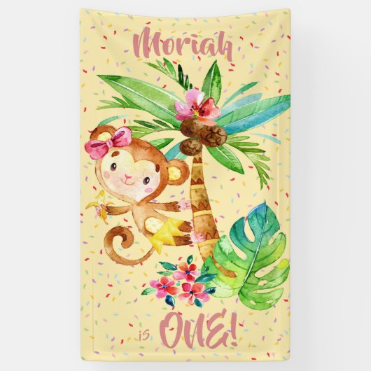 Tropical Monkee Birthday Banner (Vertikal)