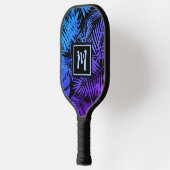Tropical Monogram Blue Lila Ombre Palm Modern Pickleball Schläger (Links)