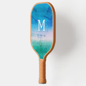 Tropical Monogram Ocean Blue Green Beachy Pickleball Schläger (Links)