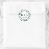 Tropical Monogram Wedding Runder Aufkleber (Tasche)