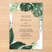 Tropical Monstera Akryllische Hochzeitseinladung Acryleinladungen (Vorderseite)