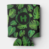 Tropical Monstera Aquarellmalerei Grün CUSTOM Dosenkühler (Rückseite)