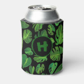 Tropical Monstera Aquarellmalerei Grün CUSTOM Dosenkühler (Kanne Rückseite)