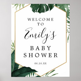 Tropical Monstera Baby Dusche Begrüßungszeichen Poster