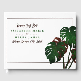 Tropical Monstera Beach Wedding Gästebuch