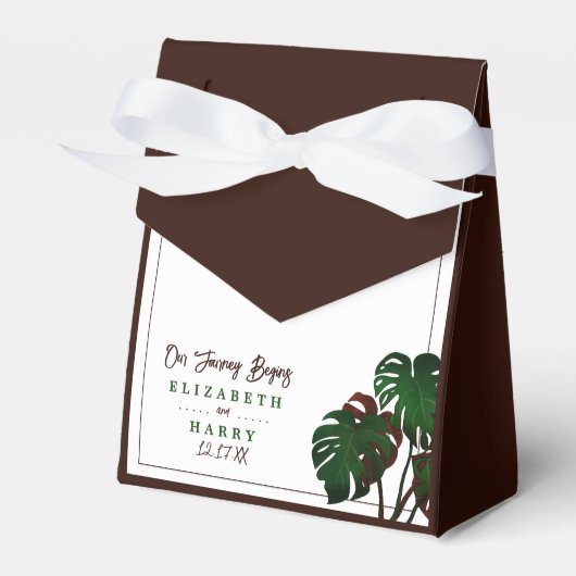Tropical Monstera Beach Wedding Geschenkschachtel (Vorderseite)