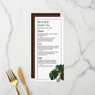 Tropical Monstera Beach Wedding Menükarte