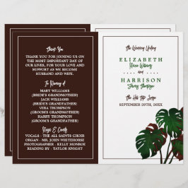 Tropical Monstera Beach Wedding Program