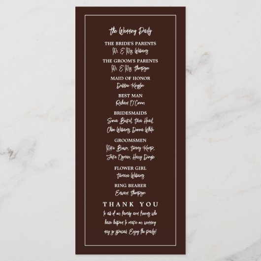 Tropical Monstera Beach Wedding Programm (Rückseite)