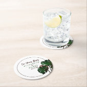 Tropical Monstera Beach Wedding Runder Pappuntersetzer (Vor Ort)