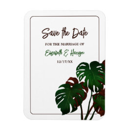 Tropical Monstera Beach Wedding Save the Date Magnet