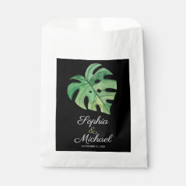 Tropical Monstera Black Wedding Geschenktütchen