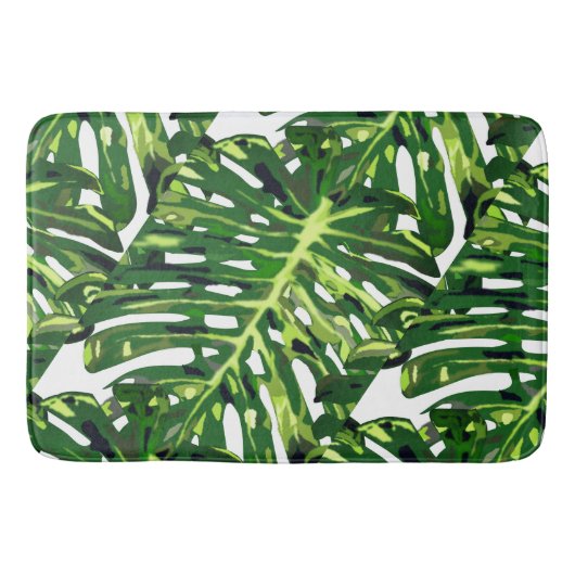 Tropical Monstera Blätter Badematte (Vorderseite)