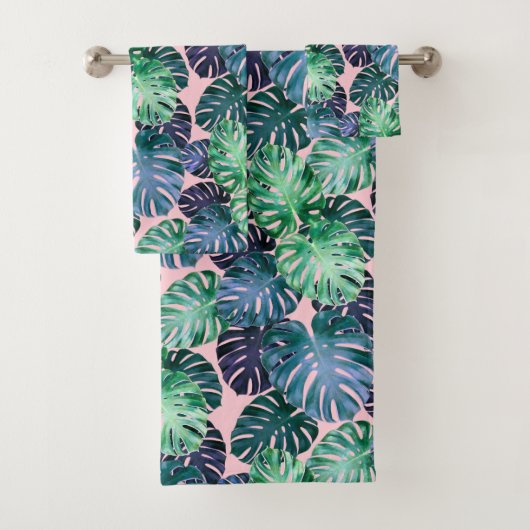 Tropical Monstera Blätter Badetuch Set (Insitu)