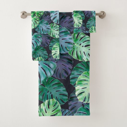 Tropical Monstera Blätter Badhandtuch Set (Insitu)