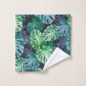 Tropical Monstera Blätter Badhandtuch Set (Waschlappen)