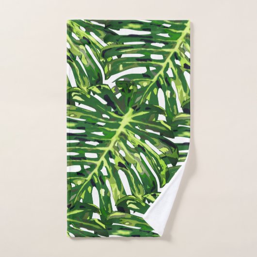 Tropical Monstera Blätter Badhandtuch Set (Handtuch)