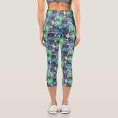 Tropical Monstera Blätter Capri Leggings (Rückseite)